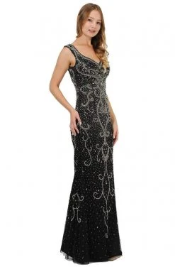 Poly USA - 8362 Bedazzled V-neck Long Trumpet Dress 7 Poly USA - 8362 Bedazzled V-neck Long Trumpet Dress