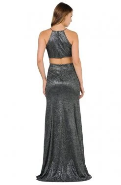 Formal Gowns Poly USA - 8386 Halter Neck Sexy Back Cutout Glitter Dress