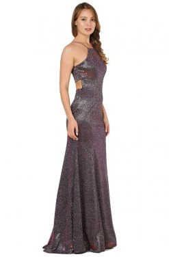 Formal Gowns Poly USA - 8386 Halter Neck Sexy Back Cutout Glitter Dress