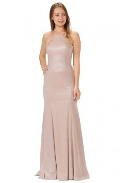 Formal Gowns Poly USA - 8386 Halter Neck Sexy Back Cutout Glitter Dress