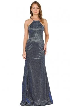 Formal Gowns Poly USA - 8386 Halter Neck Sexy Back Cutout Glitter Dress