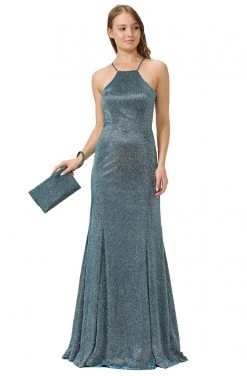 Formal Gowns Poly USA - 8386 Halter Neck Sexy Back Cutout Glitter Dress