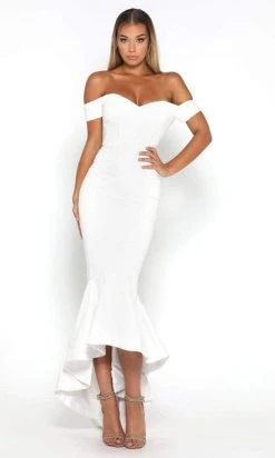 Formal Gowns Portia And Scarlett - Diamond 1 Sequined Off Shoulder High Low Gown