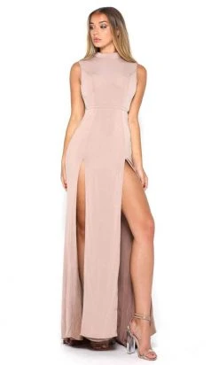 Portia And Scarlett - JJ Dress High Neck Double Slit Dress
