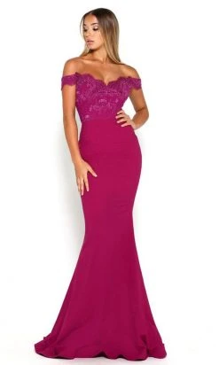Formal Gowns Portia And Scarlett - Sienna Gown Lace Off Shoulder Fitted Dress
