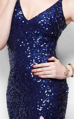 Primavera Couture - 1101 Sequined V-neck Dress 14 Primavera Couture - 1101 Sequined V-neck Dress