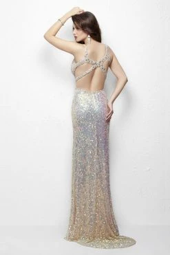 Primavera Couture - 1147 Sequined Deep V-neck Dress Formal Gowns