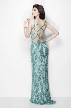 Formal Gowns Primavera Couture - 1151 Iridescent High Slit V-Neck Gown