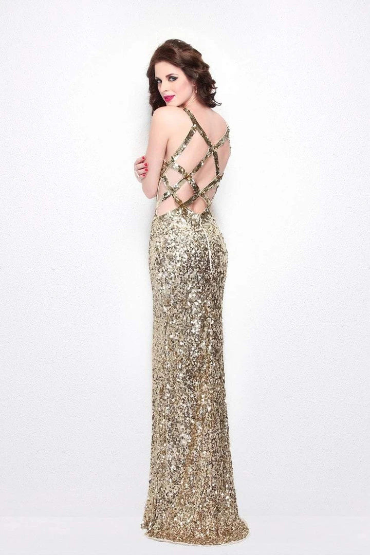 Formal Gowns Primavera Couture - 1181 Sequined V-neck Sheath Dress 7 Formal Gowns Primavera Couture - 1181 Sequined V-neck Sheath Dress
