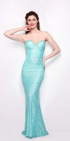 Formal Gowns Primavera Couture - 1253 Strapless Sequined Sweetheart Sheath Dress