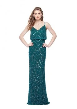 Formal Gowns Primavera Couture - 1274 Scallop Motif Sheath Evening Dress