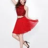 Cocktail Dresses Primavera Couture - 1315 Beaded Halter Neck Two-Piece Dress - 1 Pc Red In Size 6 Available