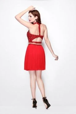 Cocktail Dresses Primavera Couture - 1315 Beaded Halter Neck Two-Piece Dress - 1 Pc Red In Size 6 Available 5 Cocktail Dresses Primavera Couture - 1315 Beaded Halter Neck Two-Piece Dress - 1 Pc Red In Size 6 Available