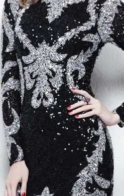 Primavera Couture - 1317 Long Sleeve Sequined Cocktail Dress Cocktail Dresses 11 Primavera Couture - 1317 Long Sleeve Sequined Cocktail Dress Cocktail Dresses