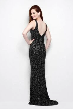 Primavera Couture - 1414 Sequined V-Neck Sheath Gown 7 Primavera Couture - 1414 Sequined V-Neck Sheath Gown