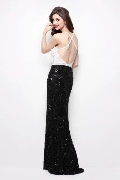 Primavera Couture - 1416 Sleeveless Sequined Long Dress With Slit