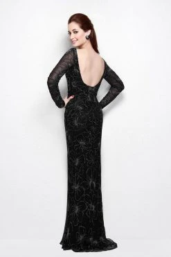 Primavera Couture - 1438 Floral Ornate Long Sleeve Gown