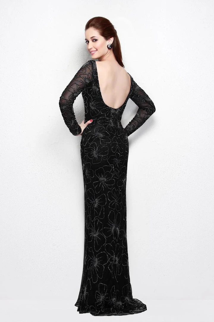 Primavera Couture - 1438 Floral Ornate Long Sleeve Gown 4 Primavera Couture - 1438 Floral Ornate Long Sleeve Gown