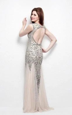 Primavera Couture - 1472 Sequined Long Dress With Back Hole Formal Gowns 13 Primavera Couture - 1472 Sequined Long Dress With Back Hole Formal Gowns