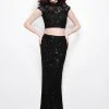 Primavera Couture - 1506 Laced Illusion High Neck Sheath Dress Formal Gowns