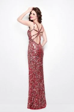 Formal Gowns Primavera Couture - 1513 Sequined V-Neck Sheath Dress 13 Formal Gowns Primavera Couture - 1513 Sequined V-Neck Sheath Dress