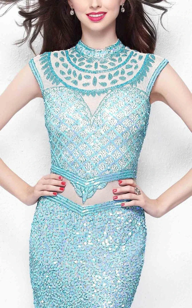 Primavera Couture - 1521 Embellished High Neck Sheath Dress 5 Primavera Couture - 1521 Embellished High Neck Sheath Dress