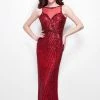 Formal Gowns Primavera Couture - 1528 Sequined Illusion Bateau Sheath Dress