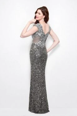 Primavera Couture - 1573 Laced Deep V-Neck Sheath Dress