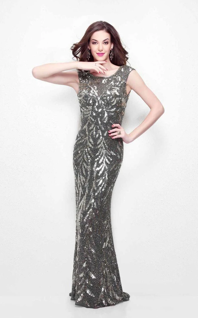 Formal Gowns Primavera Couture - 1578 Brilliant Capsleeve Sequined Evening Dress 3 Formal Gowns Primavera Couture - 1578 Brilliant Capsleeve Sequined Evening Dress