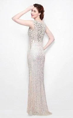 Formal Gowns Primavera Couture - 1584 Shimmering Illusion High Slit Evening Dress