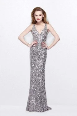 Formal Gowns Primavera Couture - 1764 Sleeveless Sequined V-Neck Gown