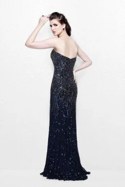 Formal Gowns Primavera Couture - 1838 Statuesque Sequined Strapless Sweetheart Gown - 1 Pc Midnight In Size 0 Available