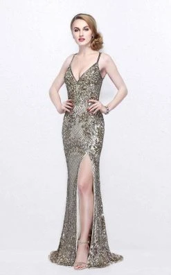 Primavera Couture - 1844 Sequined Foliage Sheath Gown Formal Gowns 11 Primavera Couture - 1844 Sequined Foliage Sheath Gown Formal Gowns