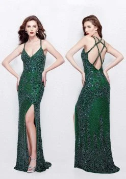 Primavera Couture - 1844 Sequined Foliage Sheath Gown Formal Gowns 13 Primavera Couture - 1844 Sequined Foliage Sheath Gown Formal Gowns