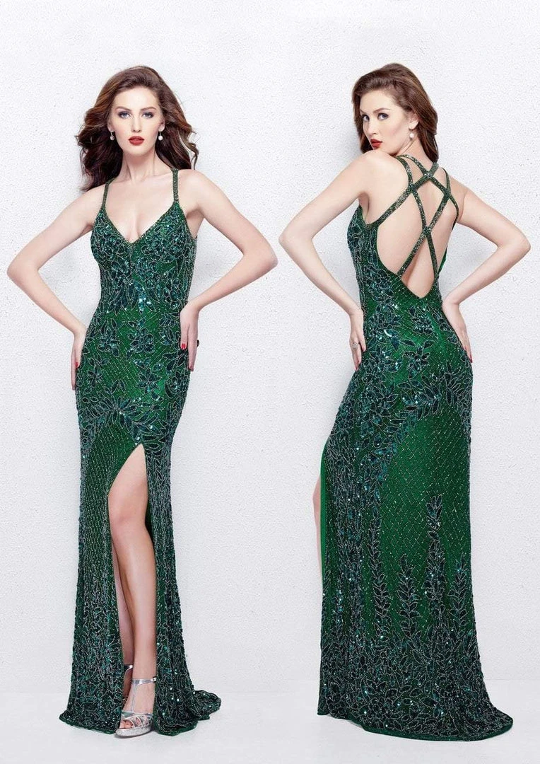Primavera Couture - 1844 Sequined Foliage Sheath Gown Formal Gowns 7 Primavera Couture - 1844 Sequined Foliage Sheath Gown Formal Gowns