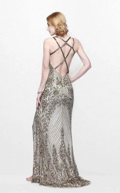 Primavera Couture - 1844 Sequined Foliage Sheath Gown Formal Gowns 12 Primavera Couture - 1844 Sequined Foliage Sheath Gown Formal Gowns