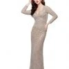 Primavera Couture - 1963 Illusion Long Sleeve Sheath Gown Formal Gowns 1 Primavera Couture - 1963 Illusion Long Sleeve Sheath Gown Formal Gowns
