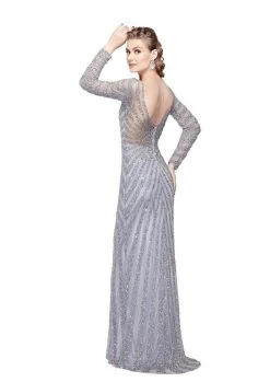 Primavera Couture - 1963 Illusion Long Sleeve Sheath Gown Formal Gowns 9 Primavera Couture - 1963 Illusion Long Sleeve Sheath Gown Formal Gowns