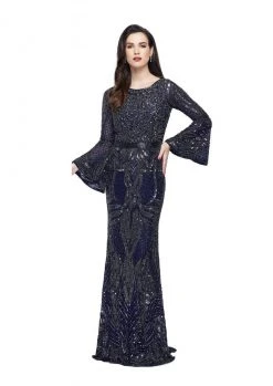 Primavera Couture - 1964 Bell Sleeve Cutout Sequined Gown 8 Primavera Couture - 1964 Bell Sleeve Cutout Sequined Gown