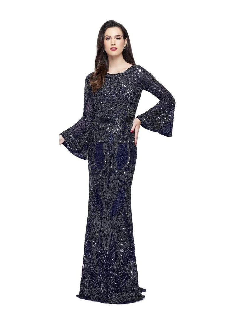 Primavera Couture - 1964 Bell Sleeve Cutout Sequined Gown 5 Primavera Couture - 1964 Bell Sleeve Cutout Sequined Gown