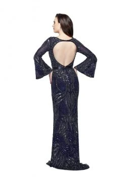 Primavera Couture - 1964 Bell Sleeve Cutout Sequined Gown 9 Primavera Couture - 1964 Bell Sleeve Cutout Sequined Gown