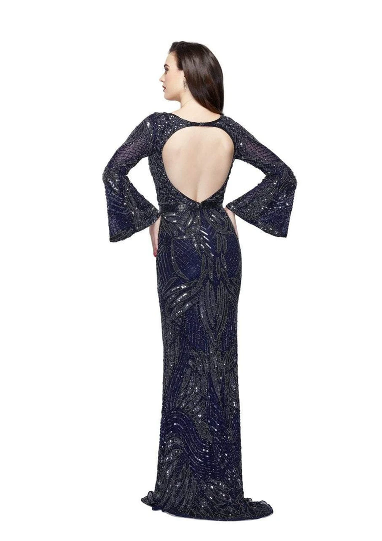 Primavera Couture - 1964 Bell Sleeve Cutout Sequined Gown 6 Primavera Couture - 1964 Bell Sleeve Cutout Sequined Gown