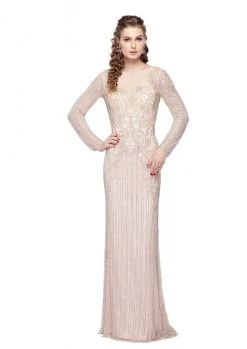 Formal Gowns Primavera Couture - 1966 Adorned Illusion Long Sleeve Gown