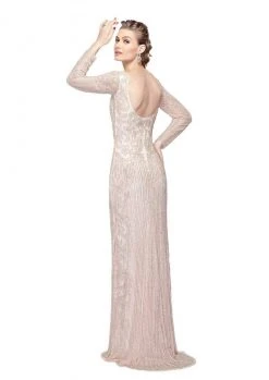 Formal Gowns Primavera Couture - 1966 Adorned Illusion Long Sleeve Gown
