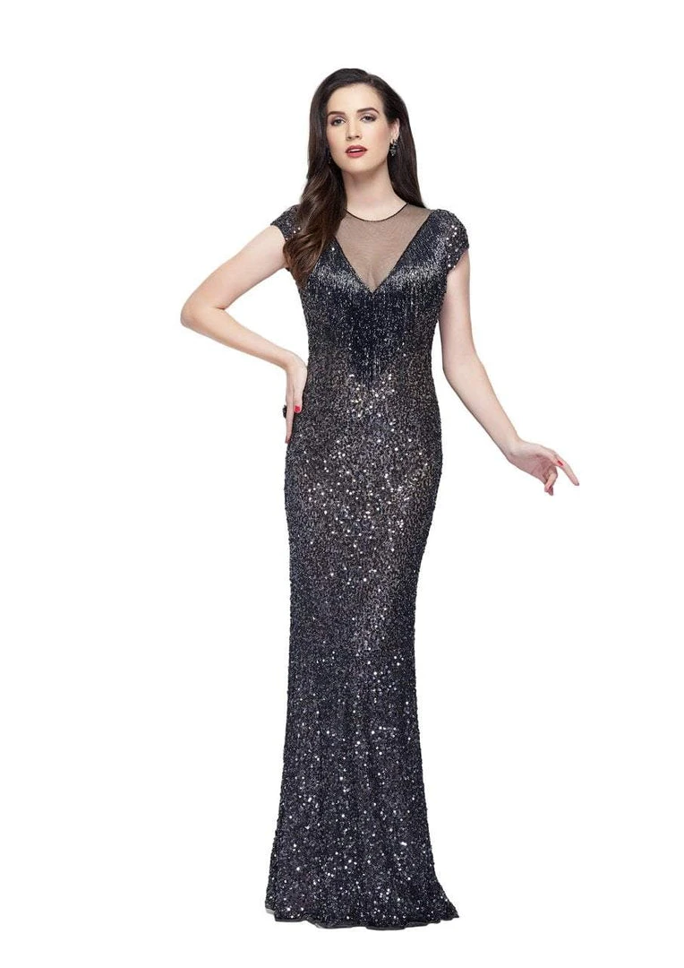 Primavera Couture - 1967 Cap Sleeve Illusion Sequined Gown 5 Primavera Couture - 1967 Cap Sleeve Illusion Sequined Gown