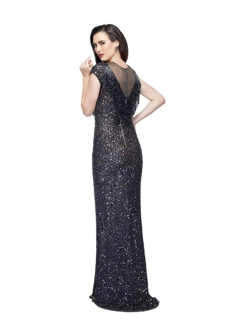 Primavera Couture - 1967 Cap Sleeve Illusion Sequined Gown 6 Primavera Couture - 1967 Cap Sleeve Illusion Sequined Gown