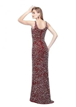 Primavera Couture - 1970 Embellished V-neck Sheath Dress