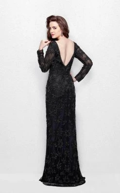 Primavera Couture - 1971 Embellished Long Beaded V-Neck Evening Dress Formal Gowns