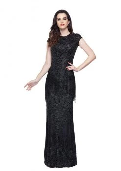 Formal Gowns Primavera Couture - 1973 Lace Embellished Jewel Sheath Dress 8 Formal Gowns Primavera Couture - 1973 Lace Embellished Jewel Sheath Dress