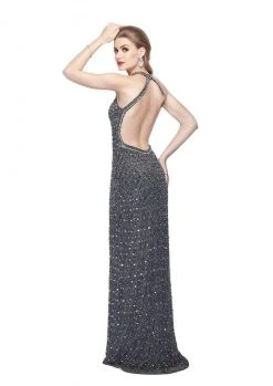 Primavera Couture - 1974 Bejeweled Halter Column Dress 7 Primavera Couture - 1974 Bejeweled Halter Column Dress